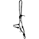 Knotenhalfter mit Ringen schwarz Gr. Noriker für Ausbildung, Bodenarbeit, Longieren oder zum Reiten | Sidepull | Halfter gebisslos | Bitless