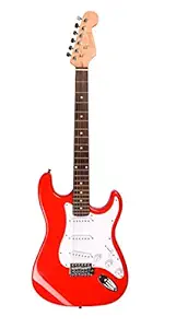 Juarez JRZ-ST02 6-String Electric Guitar, Right Handed, Red, with Case/Bag and Picks