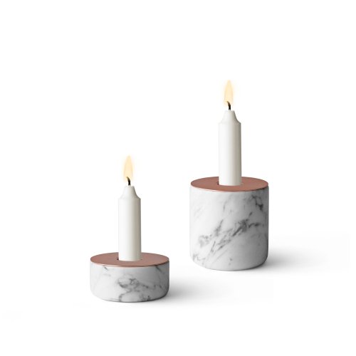 Menu 5611019 Kerzenständer Chunk aus Marmor, S, Höhe 5 cm, Durchmesser 8 cm, kupfer - 2