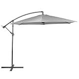 VonHaus Parasol Hexagonale 3M/ 300 cm - Ombrelle Surplombante avec Mécanisme à Manivelle - Protection UV50+ - Acier Laqué (Gris)