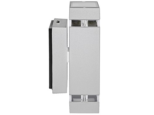 LED Wandlampe up & down Außen-Wandleuchte IP44 Aufbau-Leuchte Alu silber grau, incl. 2x LED Leuchtmittel 5W, 230V GU10 in warm-weiss 3000K - 4