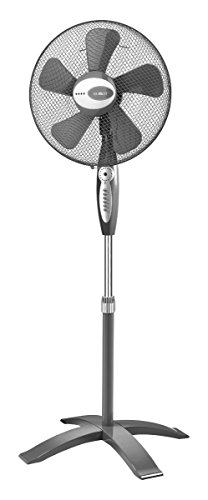 KEMOT URZ3353 Standventilator mit Fernbedienung, automatische Oszilationsfunktion 75 Grad, 8 Geschwindigkeitsstufen, 3 Funktionsmodus, Standfuß höhenverstellbar (115-135 cm), Neigungswinkel verstellbar, grau