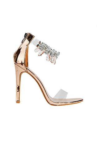 Toe Clear Strap Heels Amazon Ikrush Womens Jessi Jewelled Clear