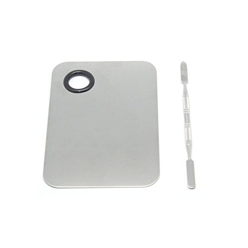 SelfTek Stainless Steel Mixing Palette with Spatula for Cosmetic Makeup Beauty Salon