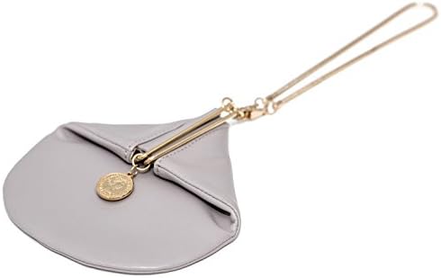 Ladies Canvas Coin Purse Sheepskin Leather Retro Women Pouch Bag for Credit Card Keys Headset Lipstick (Light Grey)
