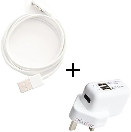 PhoneStar new magnetic aluminium USB Charging Cable 1 meter - new magnetic technology / LED charging indicator - including 2-port USB fast charger 2.100mA DUAL Adapter for Sony Xperia Z3 Compact in silver