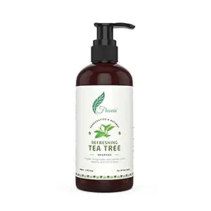 Frescia Refreshing Tea Tree Shampoo | Effective For Dry, Dandruff Prone Hair & Itchy Scalp | Anti-Dandruff & Anti-Hairfall | Silky, Smooth, Strong & Bouncy Hair | Natural No Sulphate Paraben | All Hair Type Shampoo For Men & Women, 300ml
