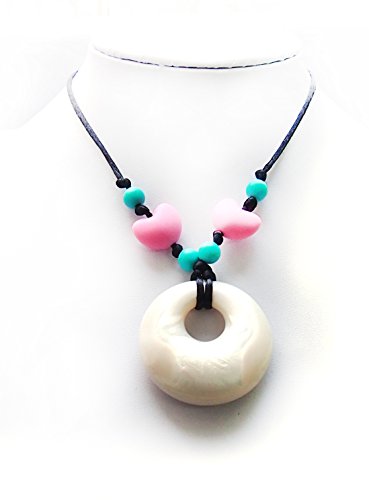 Lily Bear Silicone Baby Teething & Breastfeeding Pendant Necklace/Jewellery for Mum (White pearl)