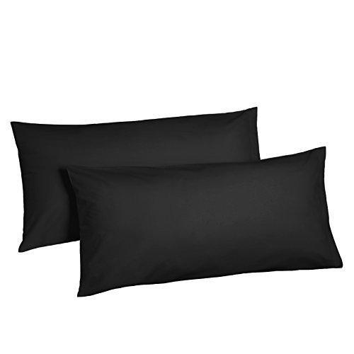 2x Teilig Renforcé Kissenhüllen Kissenbezug Kissenbezüge 100% Baumwolle (40 cm x 80 cm, Schwarz)