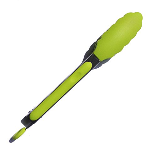 Küchenzange, Grillzange aus Edelstahl, Salatzange Edelstahl, Grillzubehör, Tongs for Grilling, Mehrzweckzange 23 cm (Salad Green) - 2