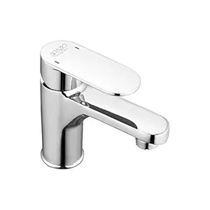 SPAZIO Brass Single Lever Tap/Pillar Cock/Faucet/Chrome Finish, Hot and Cold Basin Mixer, Chrome, Chrome Finish (Oval)