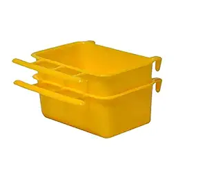 Taiyo Pluss Discovery? Bird Food Feeder, Size: (13X5 cm), Bird Food Feeder Cup, Suitable for All Small & Medium Birds (Color: Yellow) (Pack of 2)