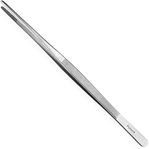[Gesponsert]Purovi® Professionelle Edelstahl Pinzette | 30 cm lang | Küchenpinzette | Terrarium Aquarium | rostfrei