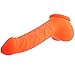Produktbild TOYLIE Latex Penishülle Carlos Schaftlänge: 15cm Neon Orange - geäderter Penis-Sleeve mit großem Hodensack und ausgeprägter Eichel
