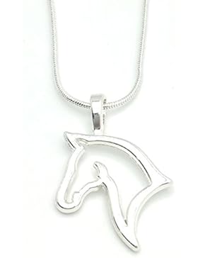 Pferdekopf-Anhänger, Silhouette, mit Halskette für Reiter