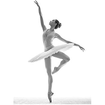 Ästhetische Ballerina Schwarz/Weiß, Format: 60x40 auf Leinwand, XXL