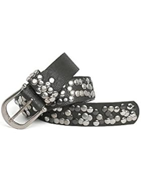 YSU Nieten Gürtel im Vintage Style mit echtem Leder kürzbar Gürtel