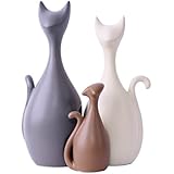 Adorables adornos de cerámica de la familia de gatos, estilo moderno y elementos decorativos creativos (3 gatos) - Magenesis ®