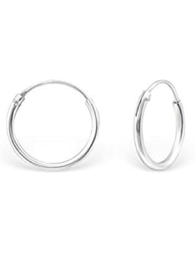 Unbespielt Damen Schmuck Ohrschmuck Ohrringe Creolen Kreolen Silber 925 Klein 11 x 1,3 mm Glänzend Stecker Schmuckbox