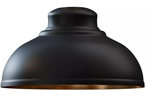 LEDSONE Retro Black Inner Gold Metal Ceiling Lampshade 29cm Easy Fit Modern Hanging Pendant Lightshade for Bedroom Dining Room Hallway Office Industrial Kitchen Restaurant Bar