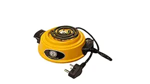 PUFF SMART Yellow Hot Plate - 500Watt Portable Coil Stove/Coil Electric Stove for Cooking, Electric Cooking Heater | Steel Plate | Metal Coconut Coal Burner