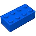 Classic Bulk Brick Block 2x4, 100 Piece Building Brick Blue, Compatible with Lego Parts and Pieces 3001(Colour:Blue)