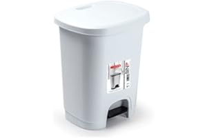 CABLEPELADO Cubo basura plastico, Cubo basura apertura pedal, Papelera de pedal, Cubo de pedal, Libre de BPA, 30 cm alto x 25 cm ancho x 21 cm fondo, Capacidad 8 Litros, Blanco