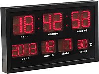 Lunartec Multi-LED-Funk-Uhr mit Datum und Temperatur, 412 rote LEDs - 2