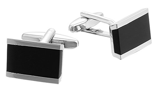 Cufflinks International Manschettenknöpfe Emaille Schwarz 2.6 cm