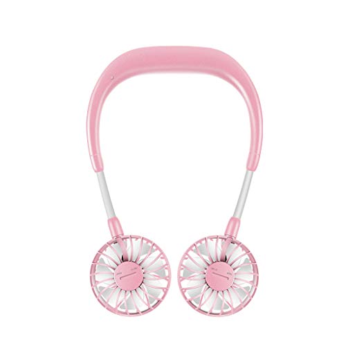Preisvergleich Produktbild Kitzen Mini-Lüfter, Nackenlüfter, Hängender Doppel-Lüfter, Wiederaufladbarer Tragbarer USB-Lüfter Mini-Nackenlüfter,Pink