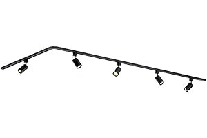 Qub Focus III – Système d’éclairage LED monophasé – 3 rails de 1m (300cm) – 5 spots GU10 orientables – forme en L – noir – plafonnier moderne – pour cuisine, salon, salle à manger