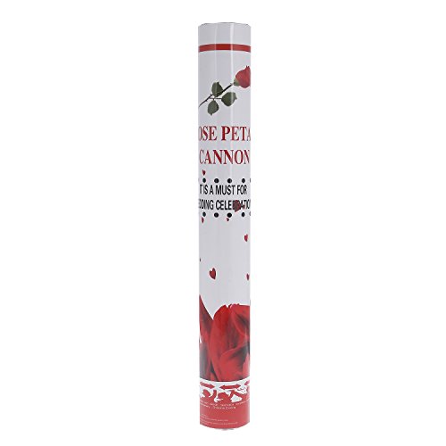 10 Rosen Regen 40cm Konfetti Shooter mit Roten Rosenblüten Party Popper Glänzend Rosenblätter Konfettikanone und Highlight vor dem Standesamt, der Kirche bei der Hochzeitsfeier - 5