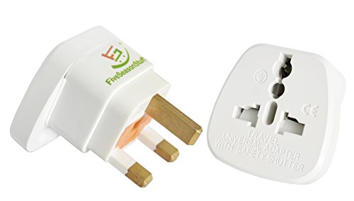 Preisvergleich Produktbild FiveSeasonStuff 1 x Reisestecker / Reiseadapter / Schutzkontakt Stecker / Adapter aus Deutschland / Europa für Großbritannien, Irland, Hong Kong, Singapur usw - Typ G (Weiß)