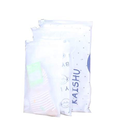 XUMIN 3Pcs 20x28cm/7.9x11inch Frosted Clear PE Portable Multipurpose Flat Zip Lock Waterproof Storage Bags Luggage Packing Organizer Pouch for Home Stroage Travel Packing