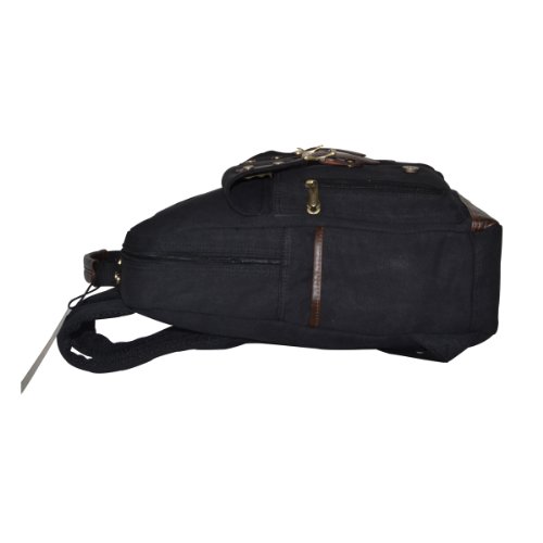 Vintage Canvas Laptop(15 Zoll) Rucksack Schultasche Unitasche,29 x 43 x 12cm(B x H x T) Schwarz - 5