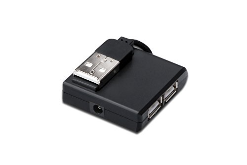 DIGITUS USB 2.0 High-Speed Hub 4-Port, 4x USB A Buchse, 1x USB A Stecker, inkl. USB Kabel, Windows & Mac kompatibel, schwarz - 2