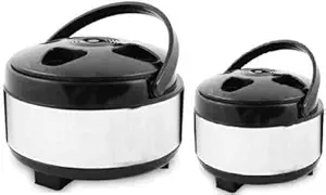 MUMMA LIFE Stainless Steel Thermoware Casserole for Roti/Chapati | Double Wall Insulated Hot Pot for hot Meal Set of 2 (1500ml & 2000ml)