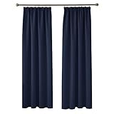 vorhang dunkelblau muster Mit Ringen und Haken oder einfach direkt an Gardinenstange aufgehängt