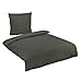 Produktbild 3 TLG Baumwolle Biber Bettwäsche Uni Anthrazit 200x200 cm und 80x80 cm Warme Winterbettwäsche