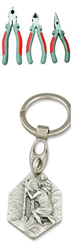 Preisvergleich Produktbild Profi-Zangen 3er-Set, Kombizange, Spitzzange, Seitenschneider, Kneifzange, Telefonzange (902988201759) mit Anhänger Hlg. Christophorus