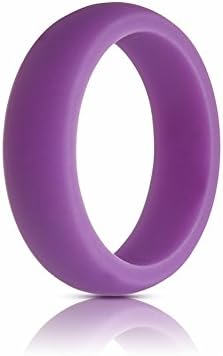 Nuohan Women's Silicone Wedding Ring Rubber Band 1 Rings or 4 Rings Pack 8 mm Wide (1.8 mm Thick) (Purple, 12)