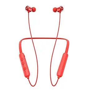 Mivi Collar Flash Bluetooth Earphones. Fast Charging Wireless Earphones with mic, 24hrs Battery Life, HD Sound, Powerful Bass, Made in India Neckband - Red