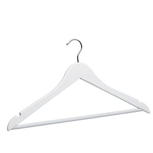 DXP 50 Stück Kleiderbügel aus Holz Weiß mit Rutschfestem und Hosenstange 360 Grad drehbar (50) HG03 weiss - 2