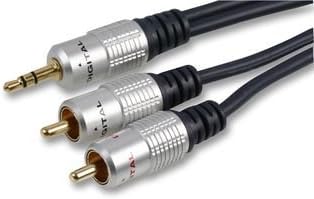 MJS Technologies RCA Audio Cable, 3.5mm Stereo Jack to 2 RCA Phono Y Audio Splitter Cable for Surround Sound,Dolby Digital, DTS,Speaker with RCA Connector ,Gold Plated, Metal 3.5mm male to 2 Cinch RCA Connector (10M)
