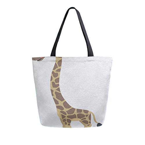 Preisvergleich Produktbild Reopx Lange hohe hübsche Giraffe tragbare große doppelseitige Segeltuch Einkaufstaschen Handtaschen Schulter wiederverwendbare Einkaufstaschen Seesack Geldbeutel Frauen Männer Lebensmittelgeschäft