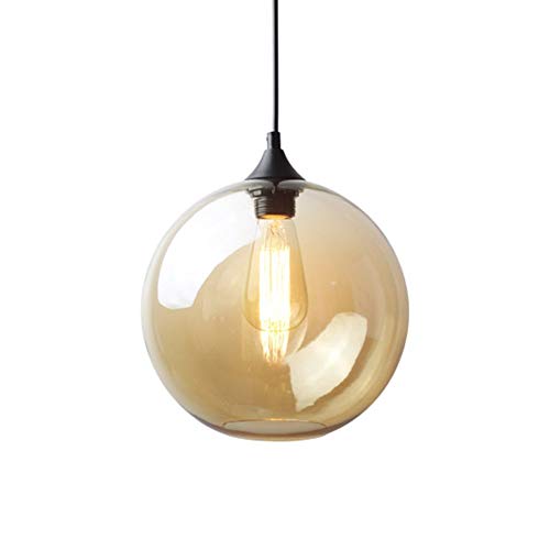 OOFAY LIGHT® Moderno Paralume a Sfera in Vetro Vintage Industriale, Lampada a Sospensione 25 cm Pendente Luce (Ambra)