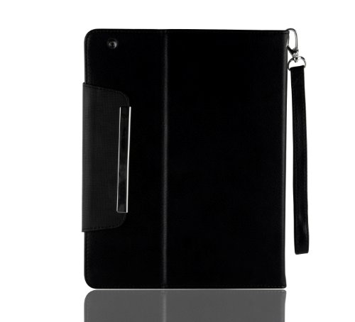 JAMMYLIZARD | G10 Wallet Ledertasche für [ iPad 4 mit Retina, iPad 3 und iPad 2 ] Smart Cover Hülle, SCHWARZ
