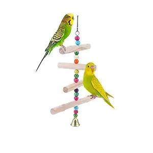 Sage Square Playful Wooden Hanging Toy Cage Accessories for Cockatiel, Lovebird, Budgerigar, Canary, Budgeri Birds (Small, Medium Birds) (Design A)