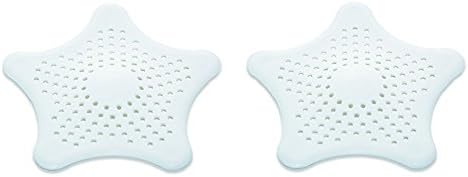 GLFY Starfish Hair Catcher Bath Sink Basin Strainer Filter Shower Drain Cover Trap (Pair of White)