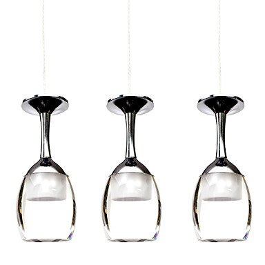 3 Wx3 LED Light Chandelier Tasse verre à vin pendentif lampe pour living room Bar Saloon Salle à manger, 220–240 V